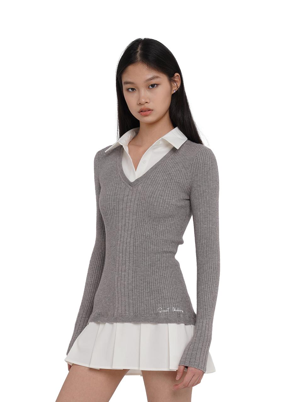 SweetChilling Knitted Shirt With Pleated Skirt Dress