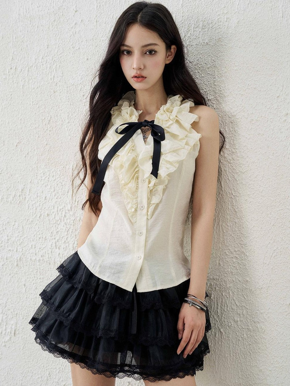 LADYGHOST Apricot Ethereal Ballet Puff Layered Women&