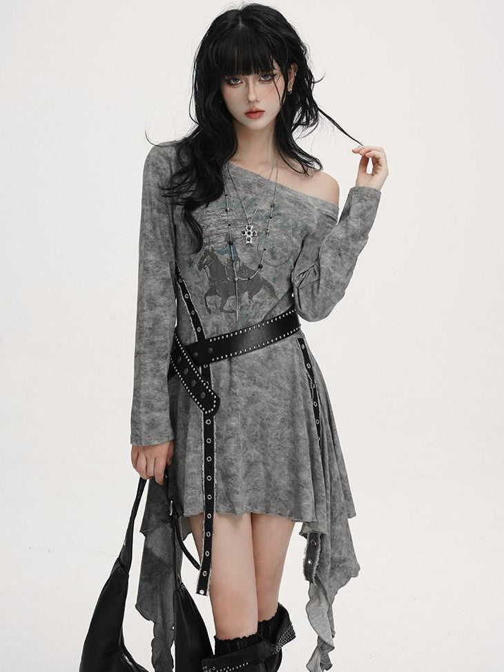 LADYGHOST Black Asymmetric Long Sleeve Ghostly Festival Women&