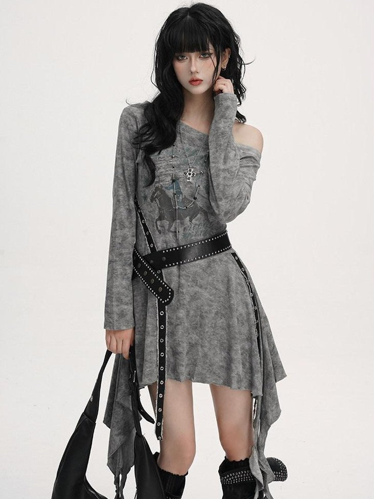 LADYGHOST Black Asymmetric Long Sleeve Ghostly Festival Women&