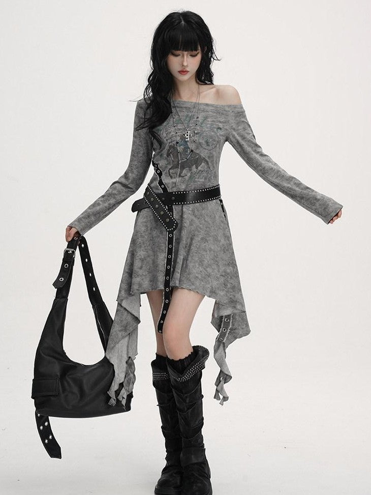 LADYGHOST Black Asymmetric Long Sleeve Ghostly Festival Women&