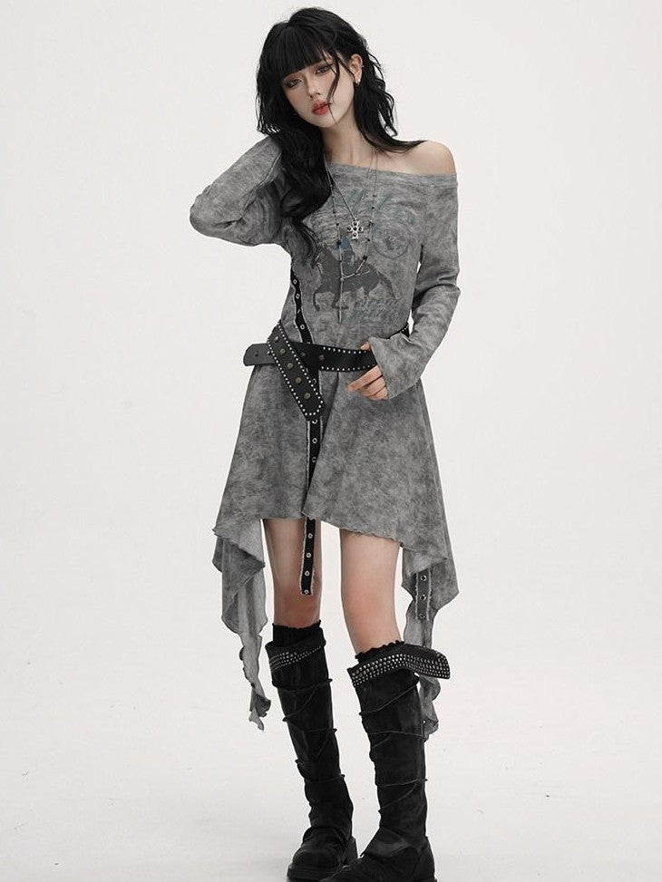 LADYGHOST Black Asymmetric Long Sleeve Ghostly Festival Women&