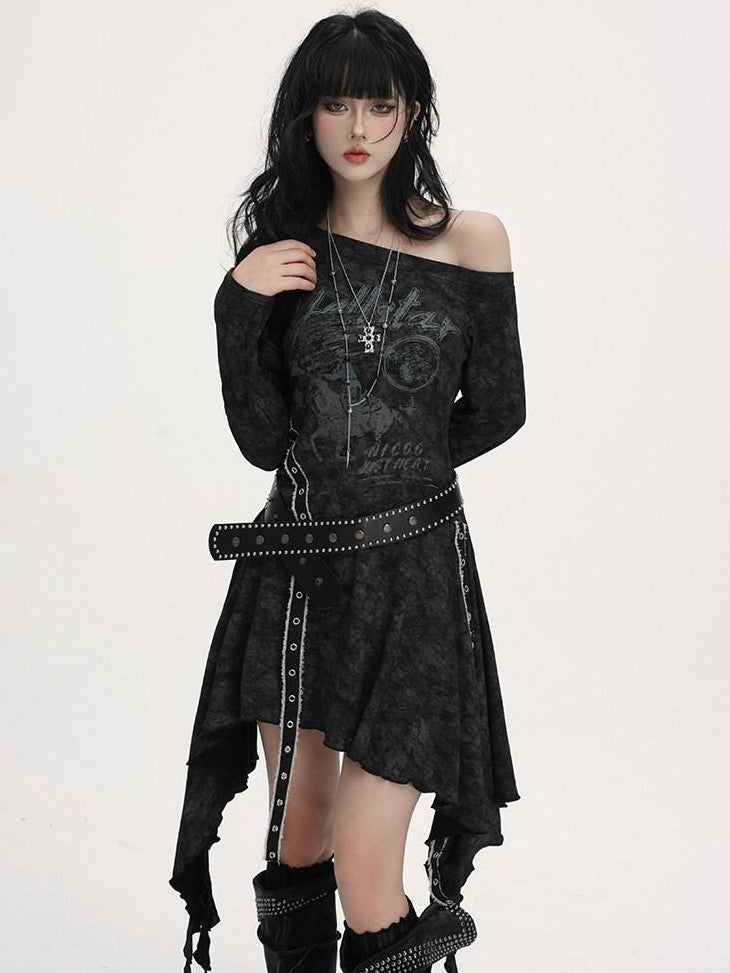 LADYGHOST Black Asymmetric Long Sleeve Ghostly Festival Women&