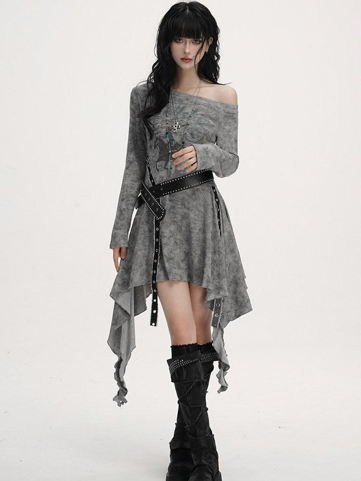 LADYGHOST Black Asymmetric Long Sleeve Ghostly Festival Women&