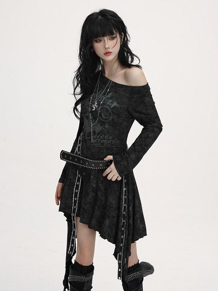 LADYGHOST Black Asymmetric Long Sleeve Ghostly Festival Women&