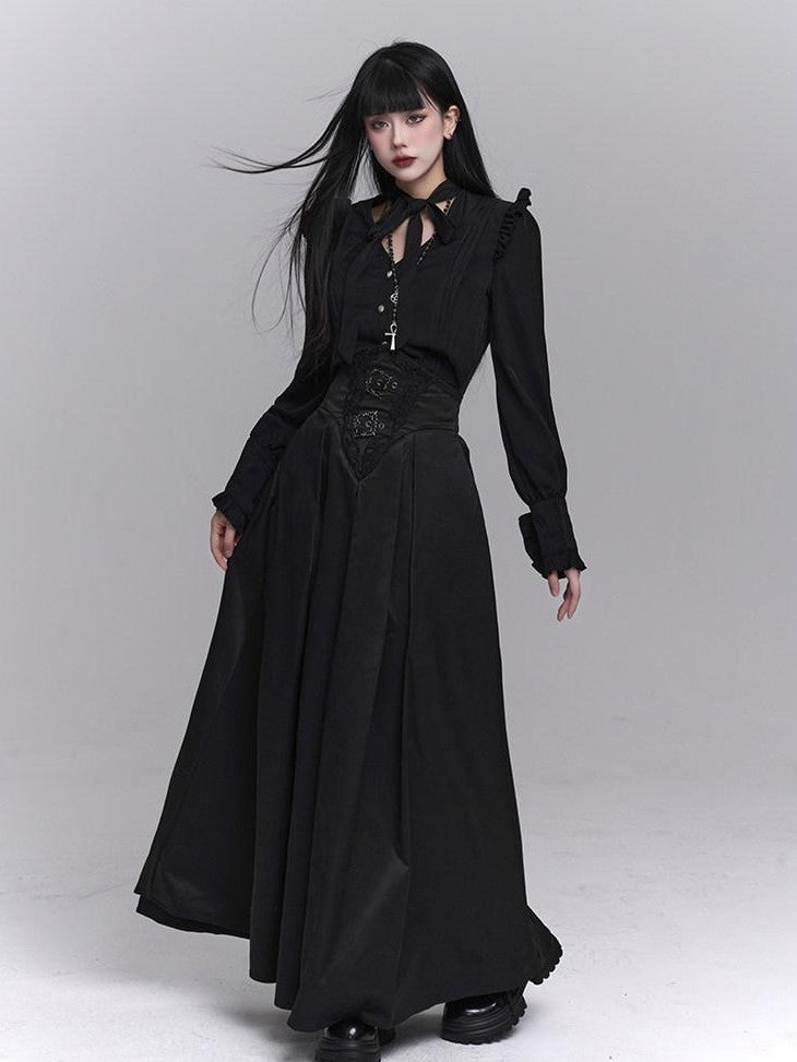 LADYGHOST Black Ghost Girl Dark Gothic Corset Cinched Waist Women&