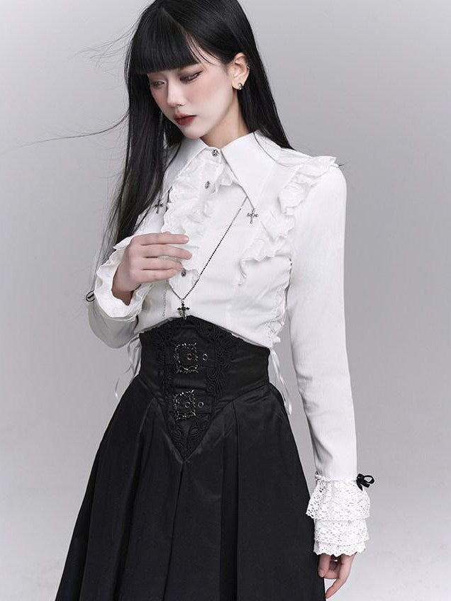 LADYGHOST Black Ghost Girl Dark Gothic Corset Cinched Waist Women&
