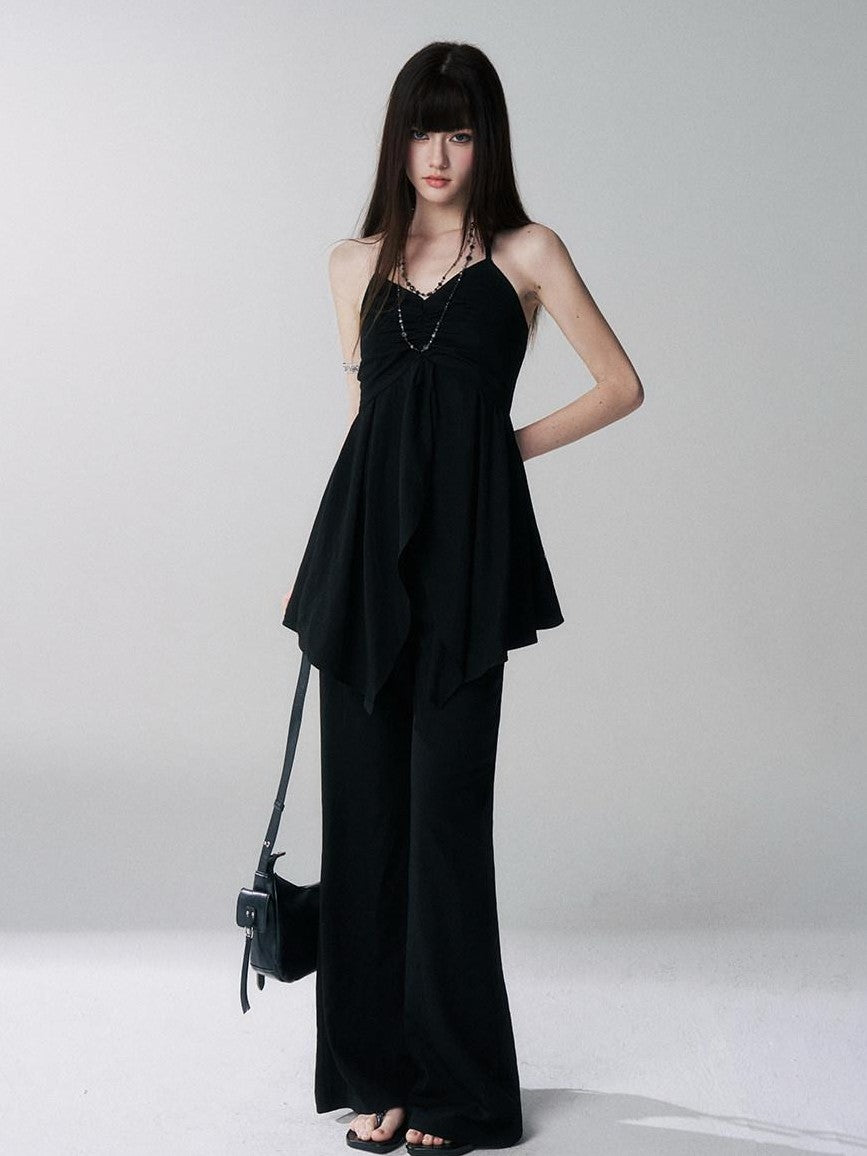 LADYGHOST Black Ghost Girl Halter Camisole Women&