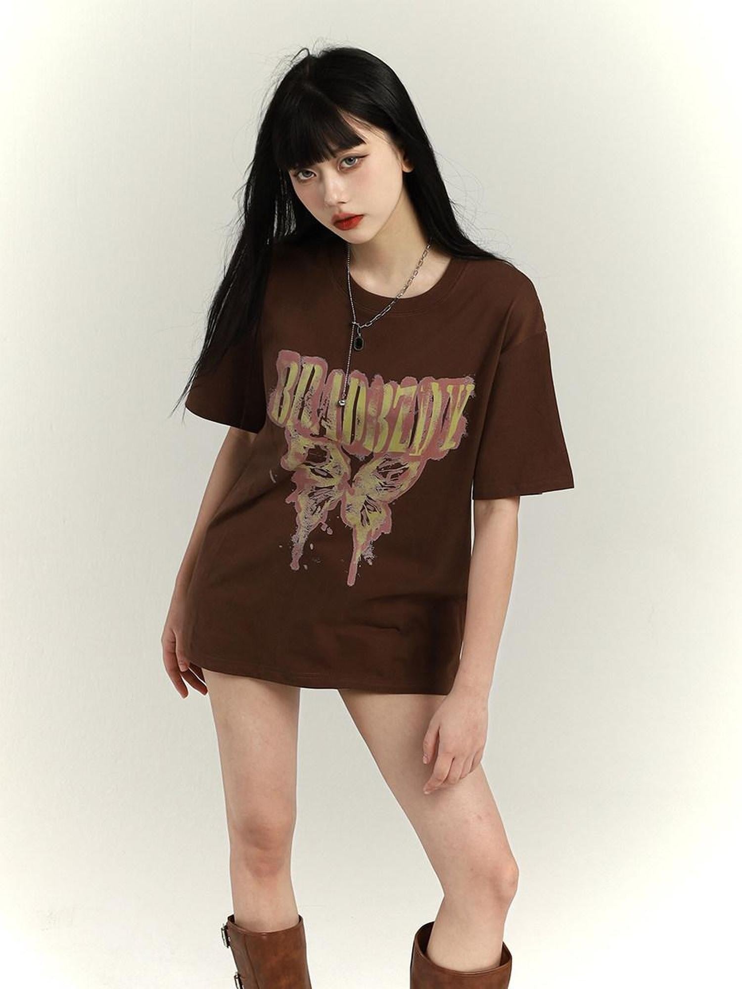LADYGHOST Black Ghost Girl Retro Oversized Midlength Women&