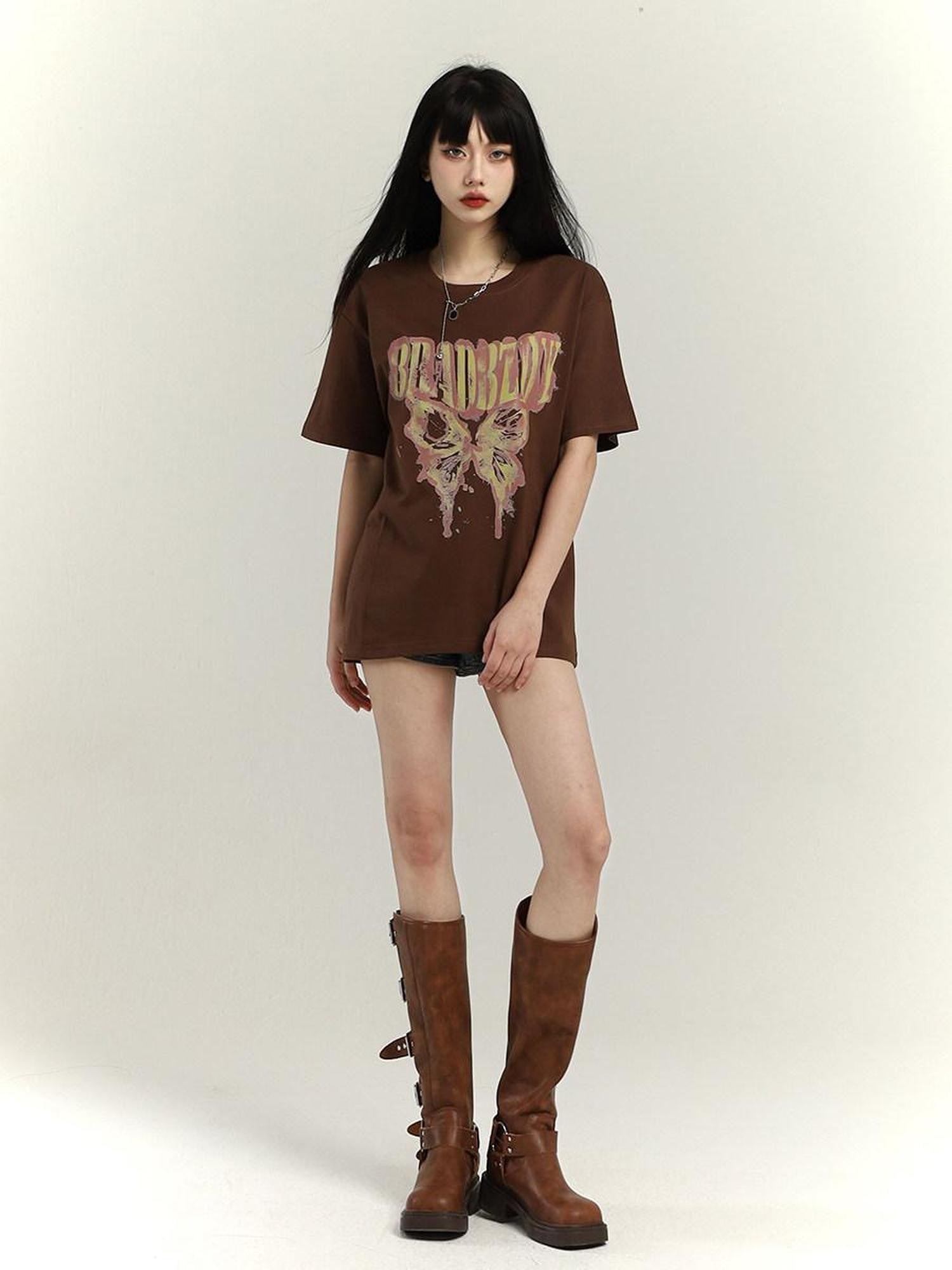 LADYGHOST Black Ghost Girl Retro Oversized Midlength Women&
