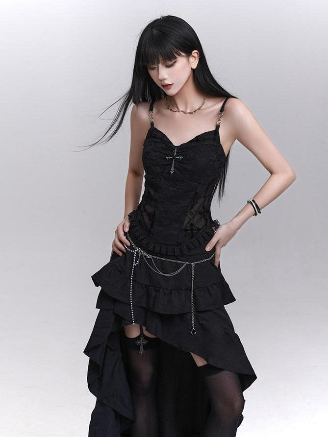 LADYGHOST Black Ghost Print Sexy Music Festival Edgy Subculture Women&