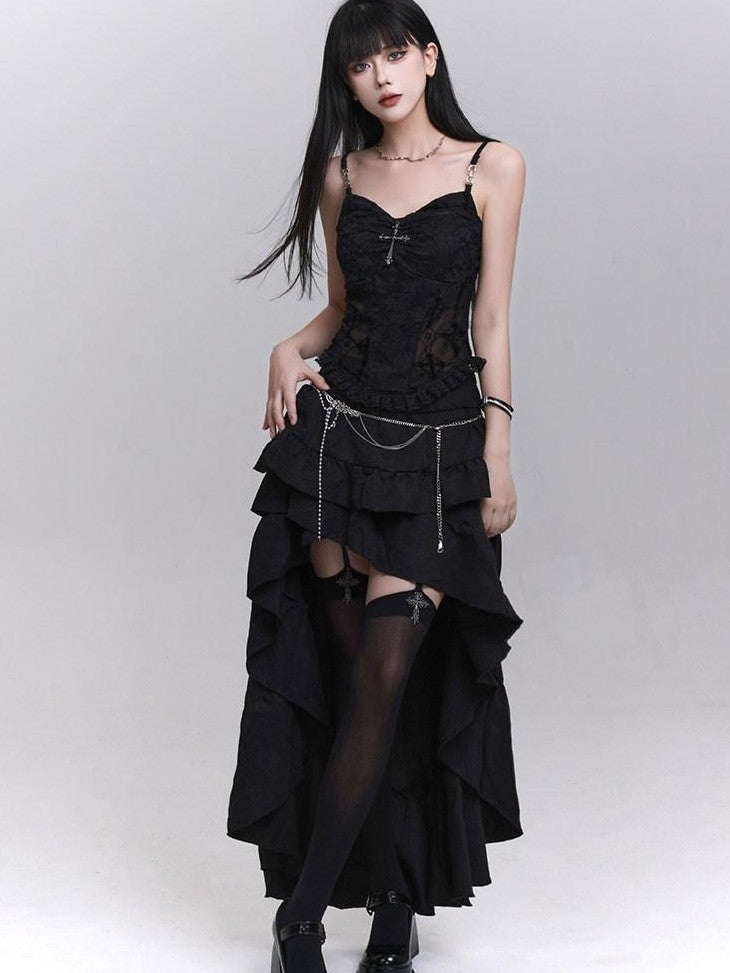 LADYGHOST Black Ghost Print Sexy Music Festival Edgy Subculture Women&