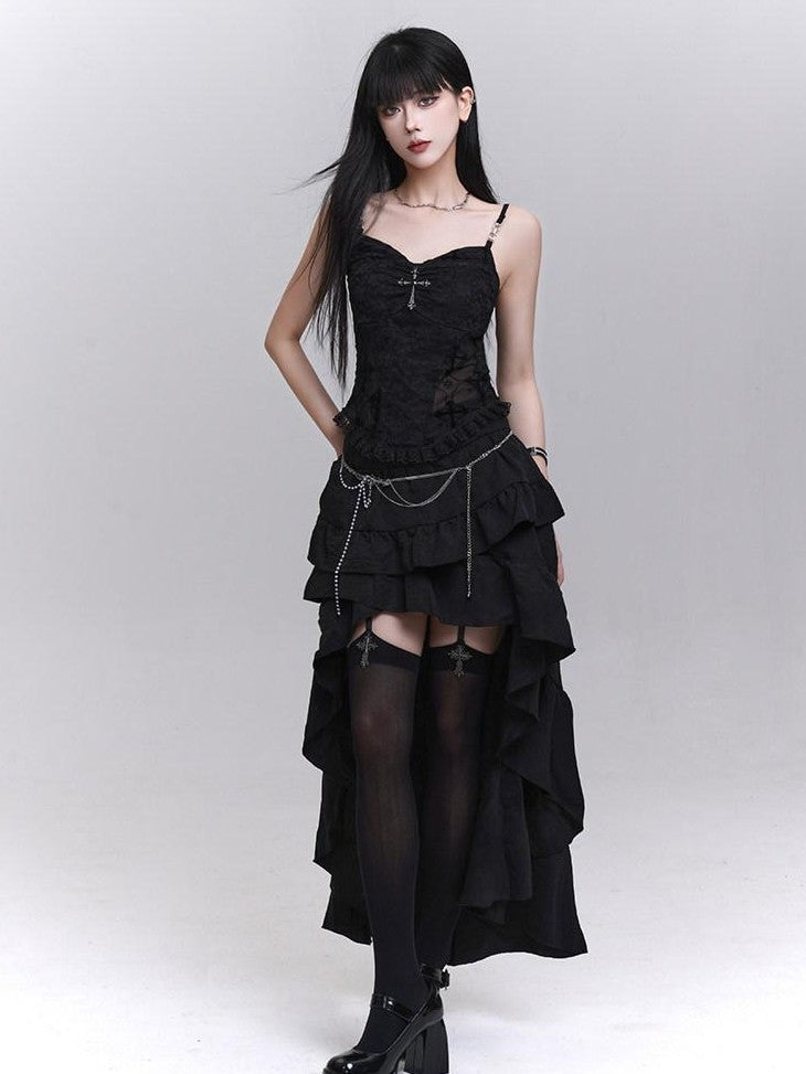 LADYGHOST Black Ghost Print Sexy Music Festival Edgy Subculture Women&