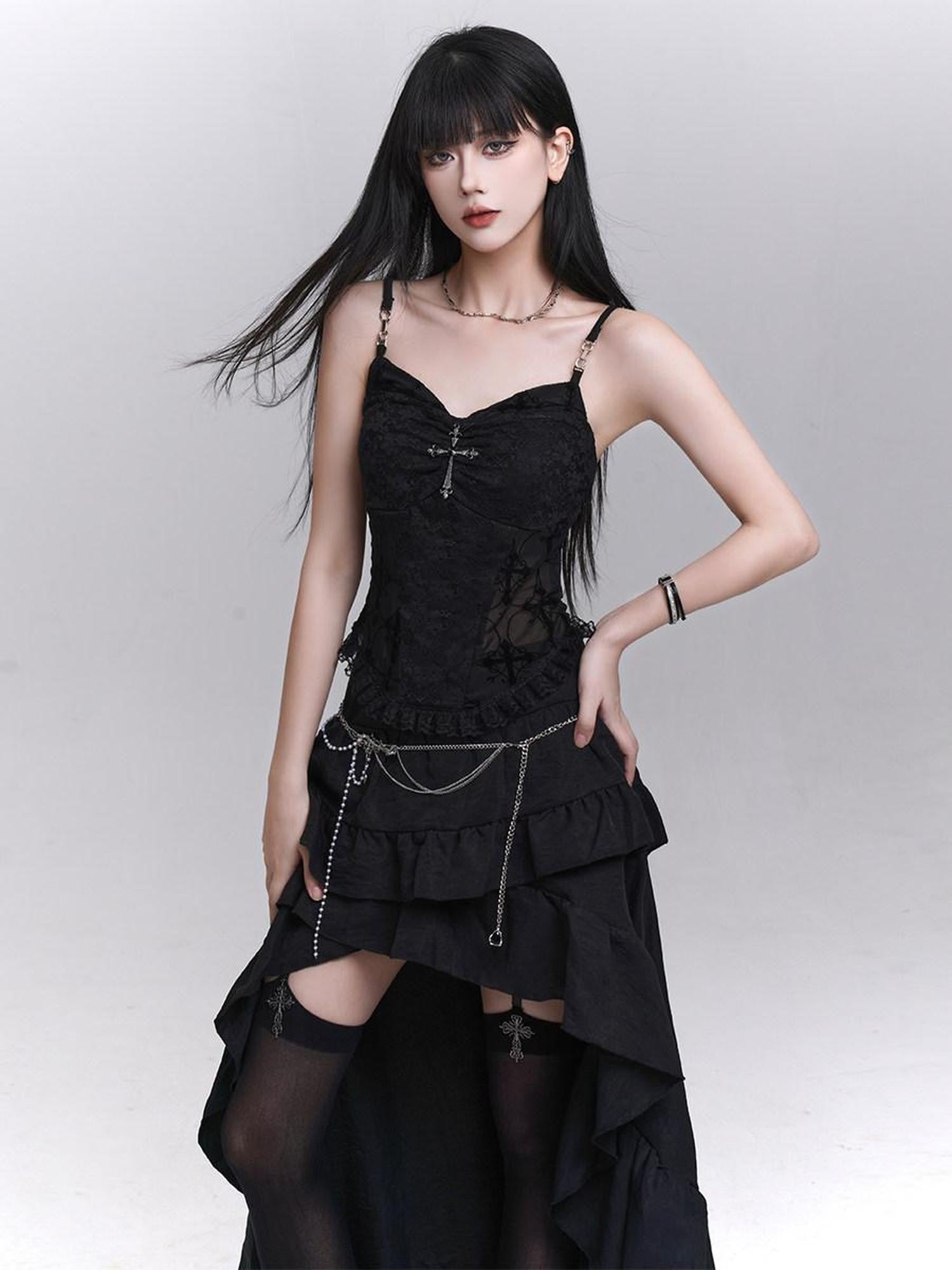 LADYGHOST Black Ghost Print Sexy Music Festival Edgy Subculture Women&
