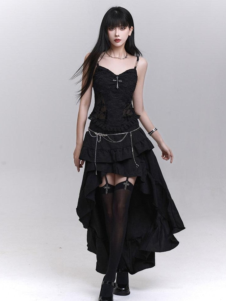 LADYGHOST Black Ghost Print Sexy Music Festival Edgy Subculture Women&