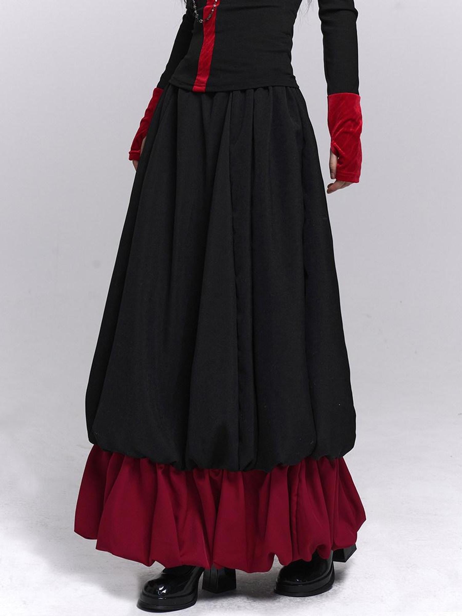 LADYGHOST Black Red Jellyfish Bubble Hem Dark Gothic Women&