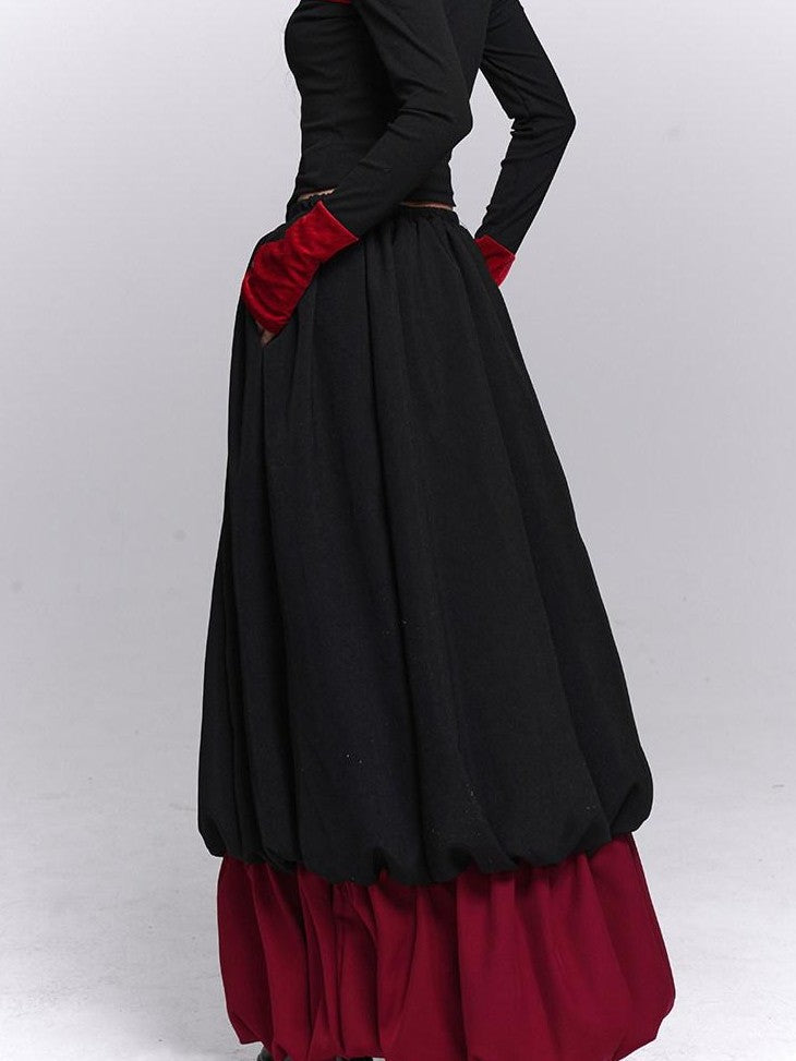LADYGHOST Black Red Jellyfish Bubble Hem Dark Gothic Women&