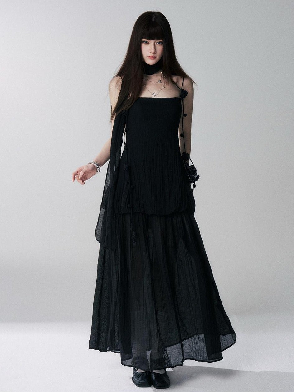 LADYGHOST Black Spaghetti Strap Bustier Backless Women&