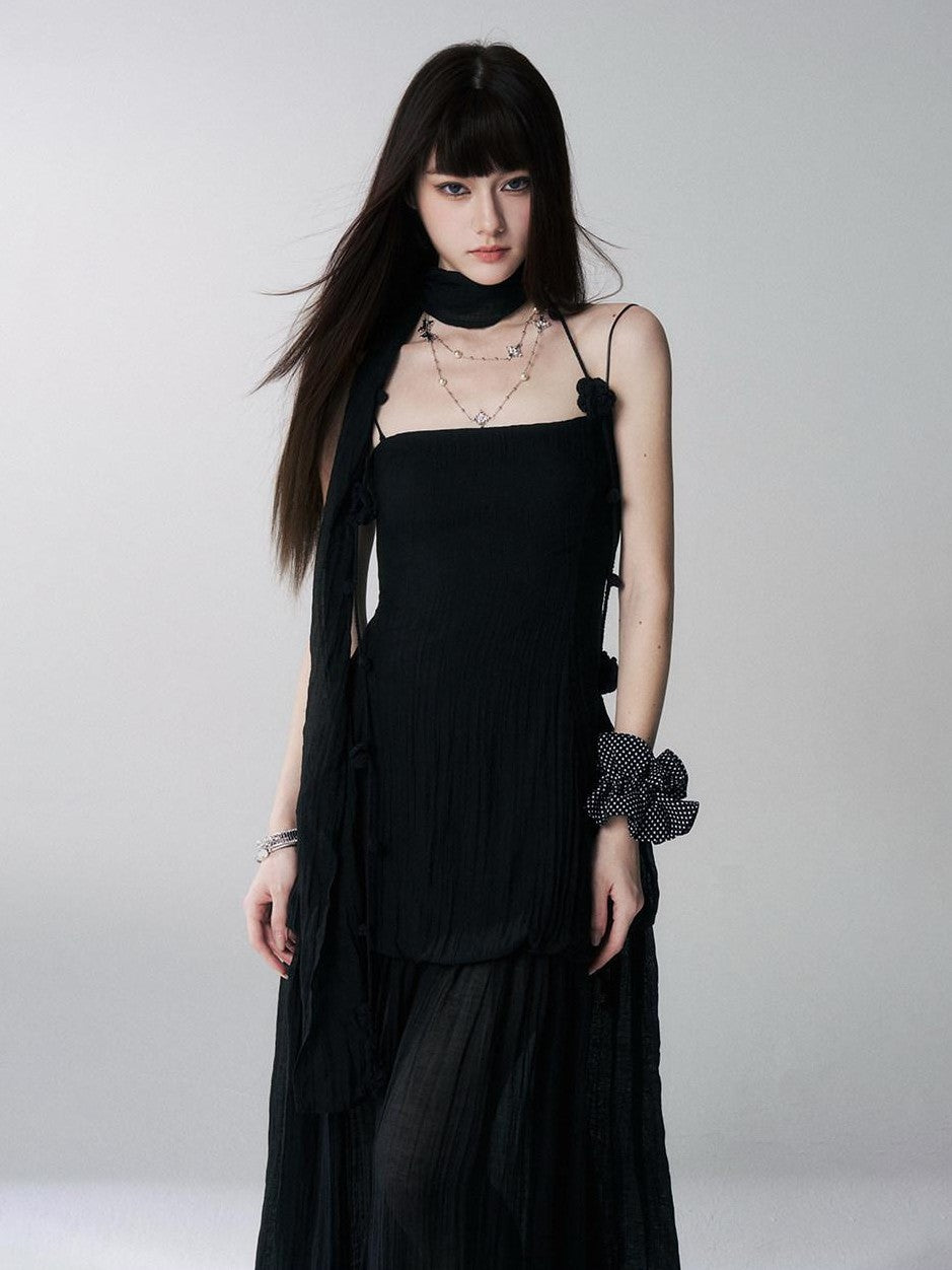 LADYGHOST Black Spaghetti Strap Bustier Backless Women&