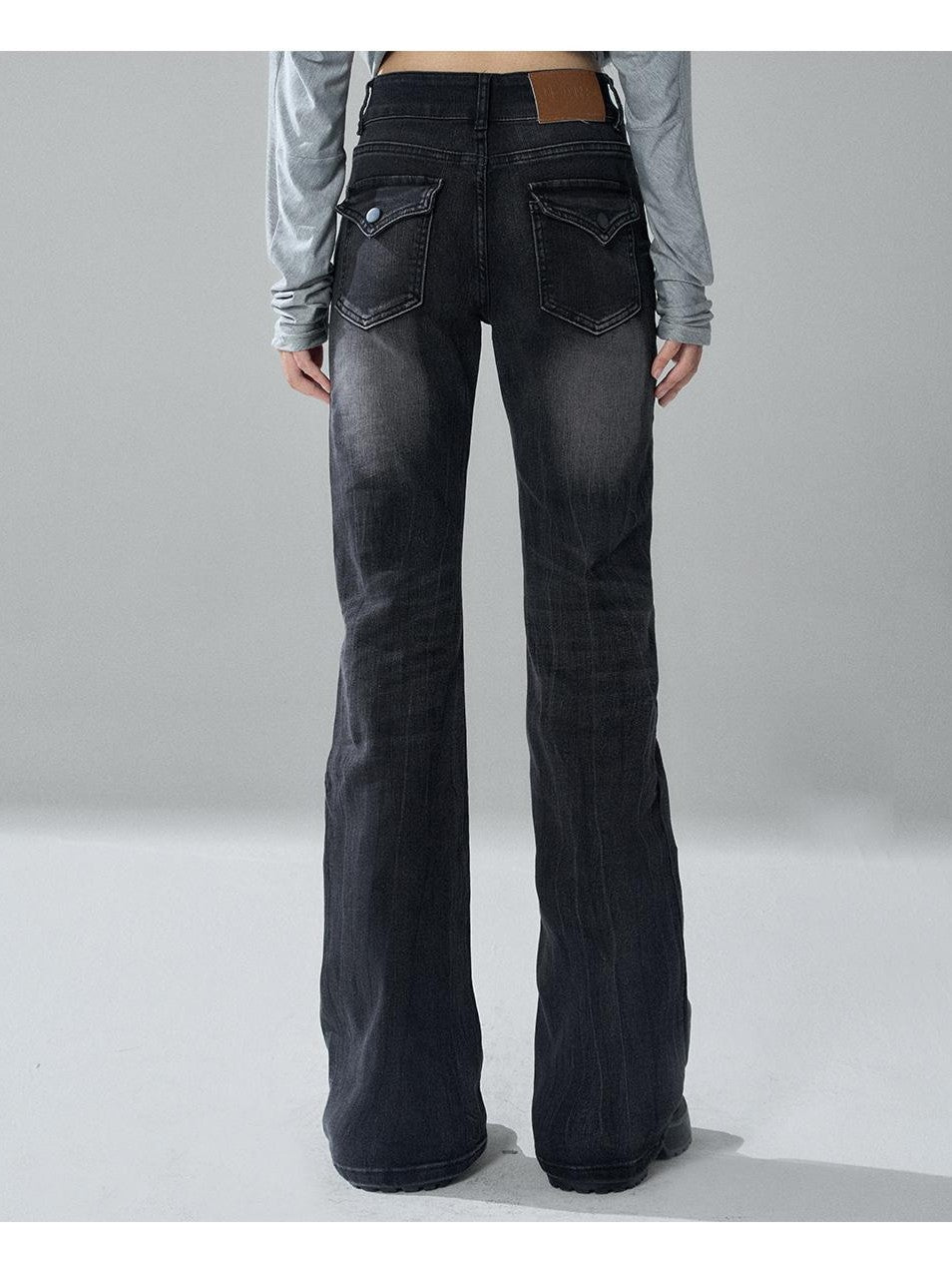 LADYGHOST Black Washed High Waist Pockets Women&
