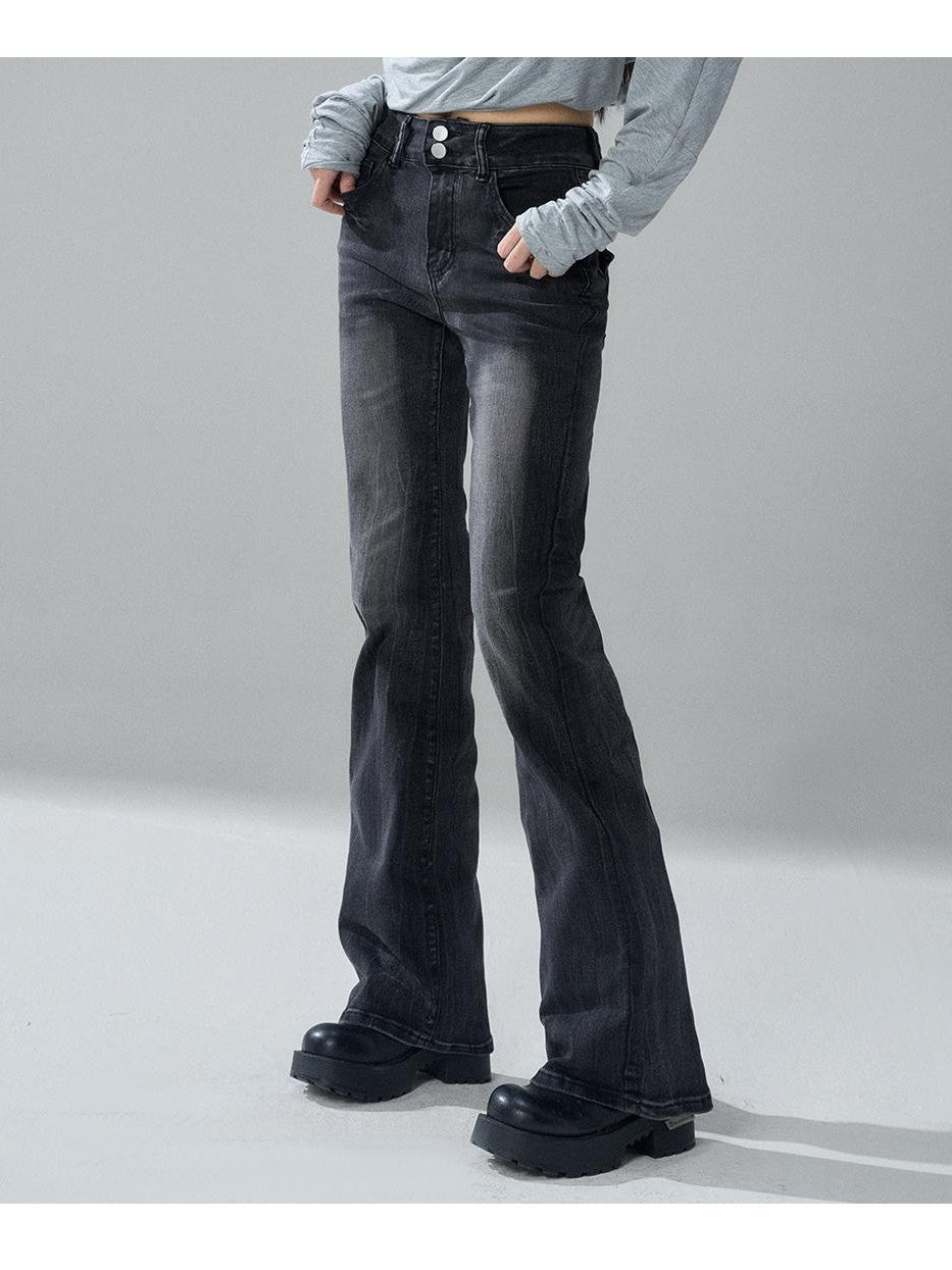 LADYGHOST Black Washed High Waist Pockets Women&