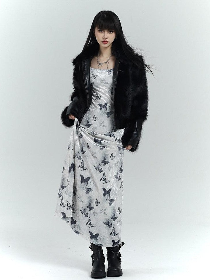 LADYGHOST Butterfly Print Long Sleeve New Chinese Women&
