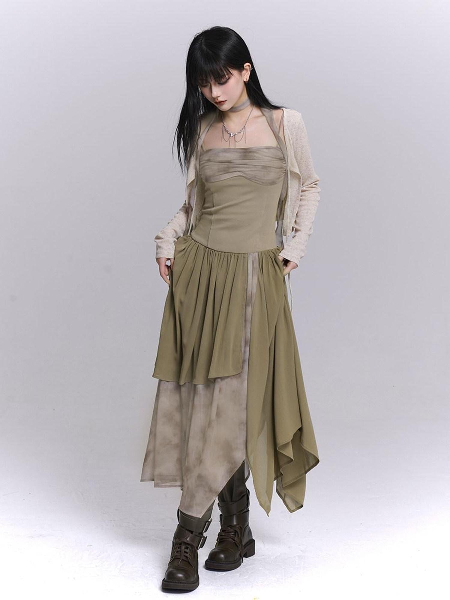LADYGHOST Ethereal Asymmetrical Spaghetti Strap Women&