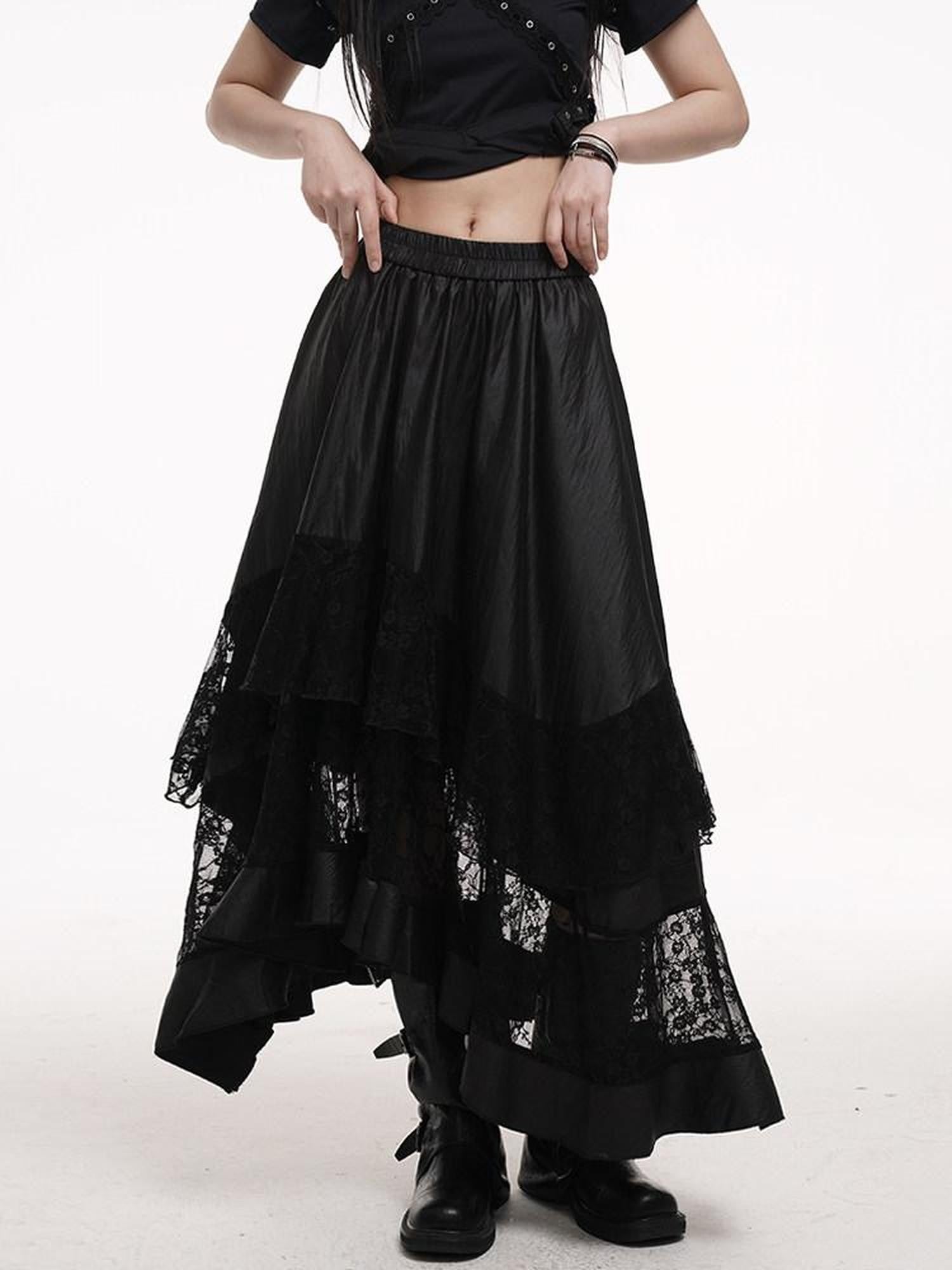 LADYGHOST Ethereal Black Asymmetric Festival Ready Women&