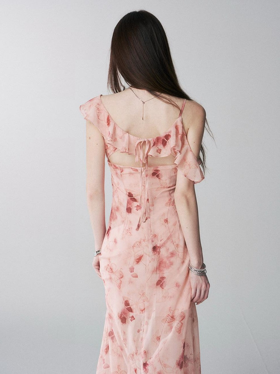 LADYGHOST Ethereal Black Blue Floral Vneck Spaghetti Strap Women&