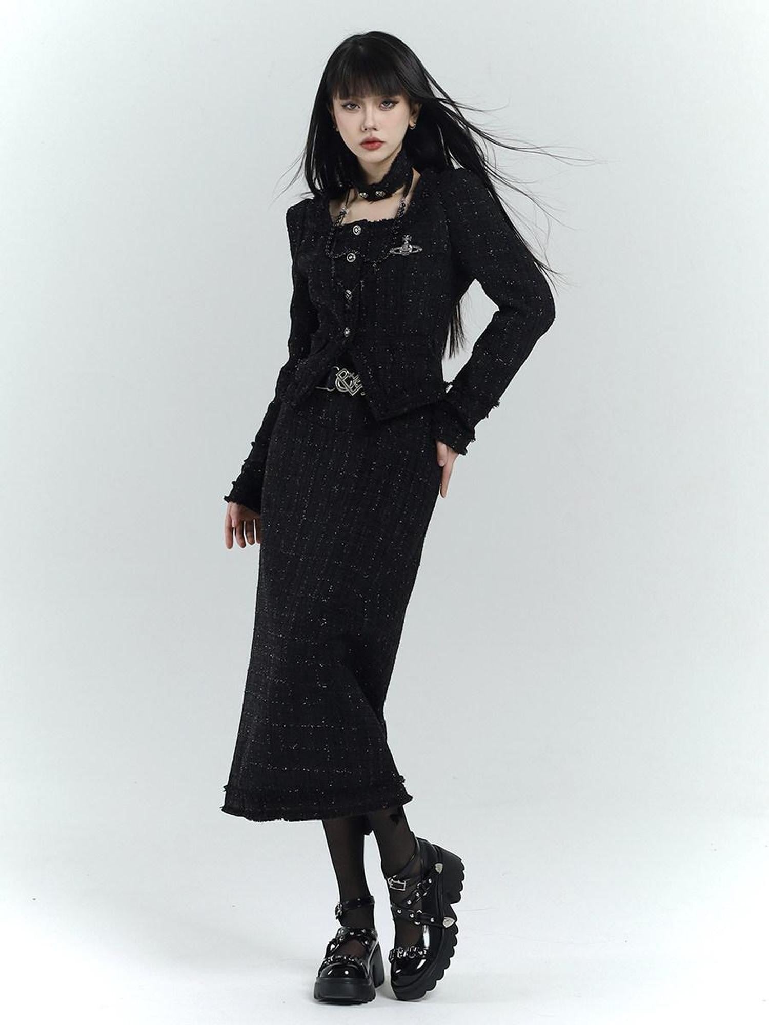 LADYGHOST Ethereal Black Korean Heiress Women&