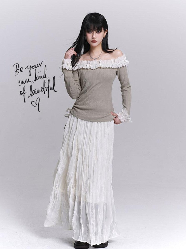 LADYGHOST Ethereal Black Pleated Lace Panel Beach Women&