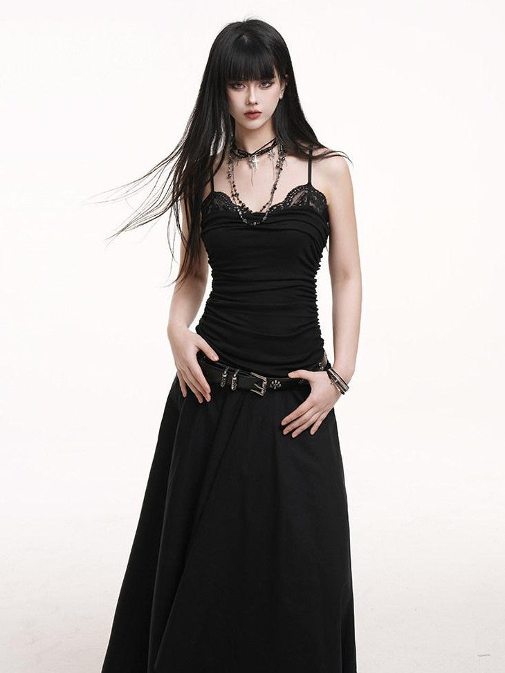 LADYGHOST Ethereal Black Strapless Flowy Slimming Beach Women&