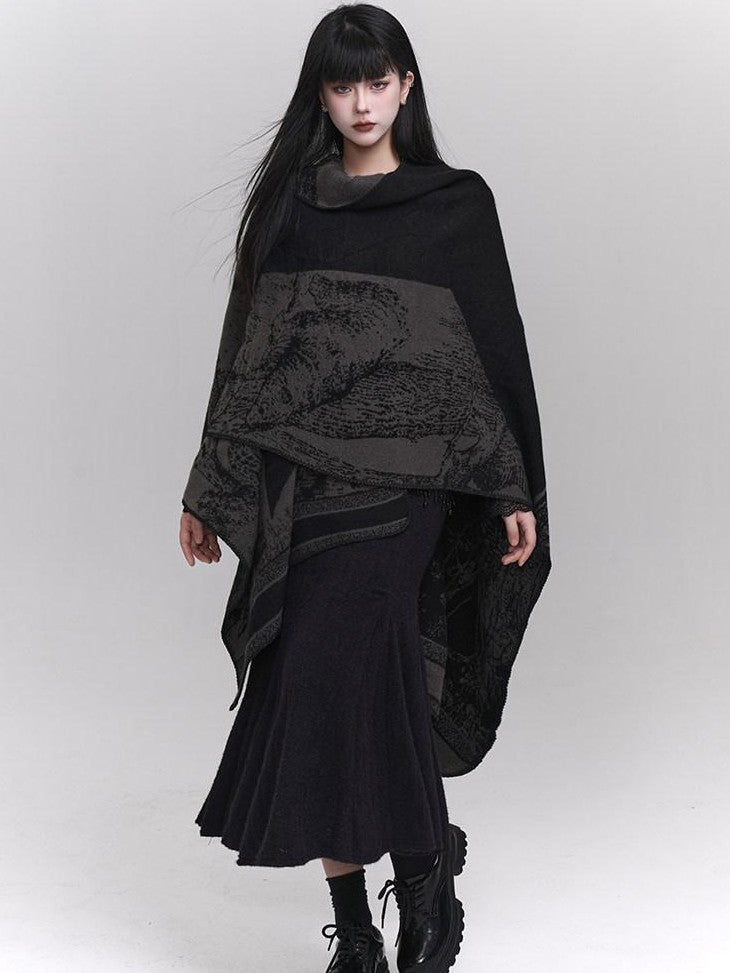 LADYGHOST Ethereal Cape Shawl Korean Aesthetic Sophisticated Women&