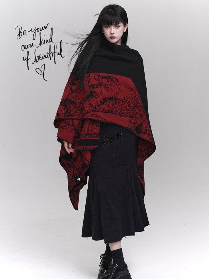 LADYGHOST Ethereal Cape Shawl Korean Aesthetic Sophisticated Women&