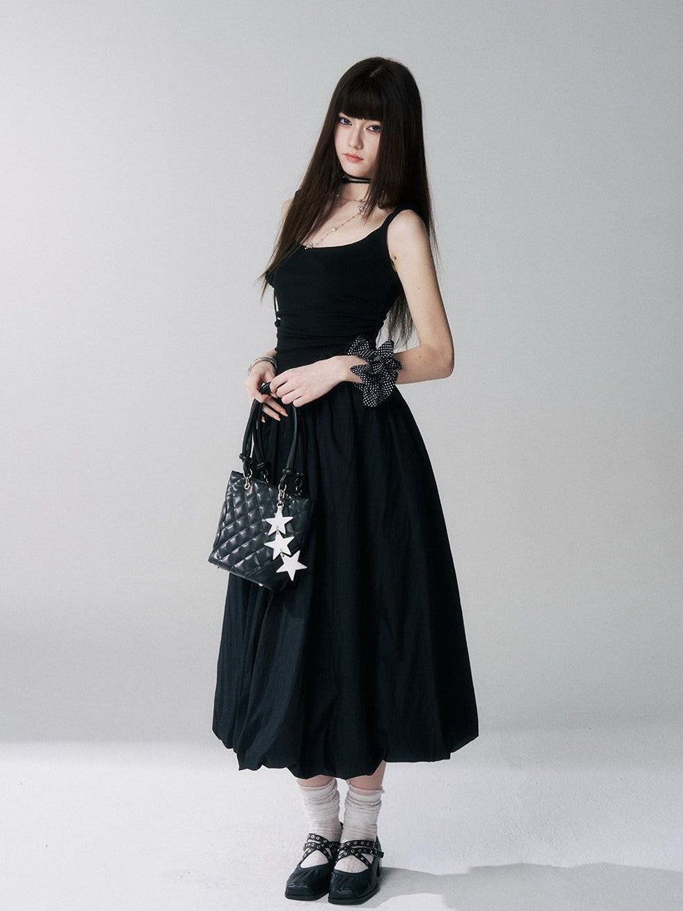 LADYGHOST Ethereal French Cami Strap Cinched Waist Puff White Women&
