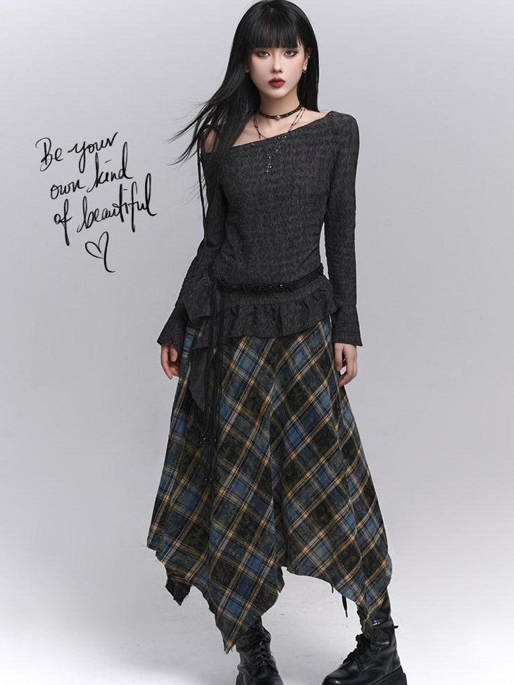 LADYGHOST Ethereal Ghost Girl Blue Plaid Checkered Women&