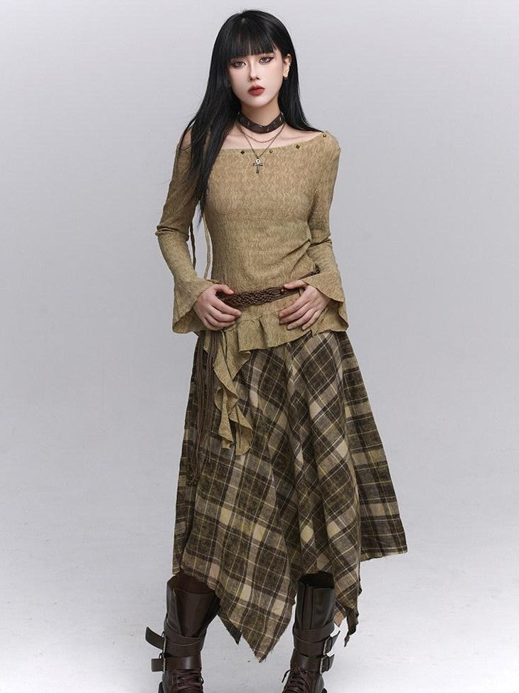 LADYGHOST Ethereal Ghost Girl Blue Plaid Checkered Women&