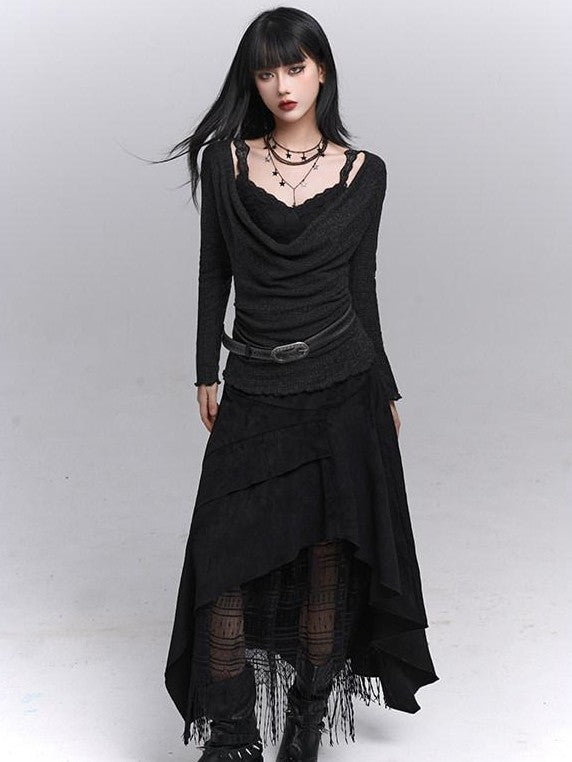LADYGHOST Ethereal Ghost Girl Draped Neckline Two Piece Women&