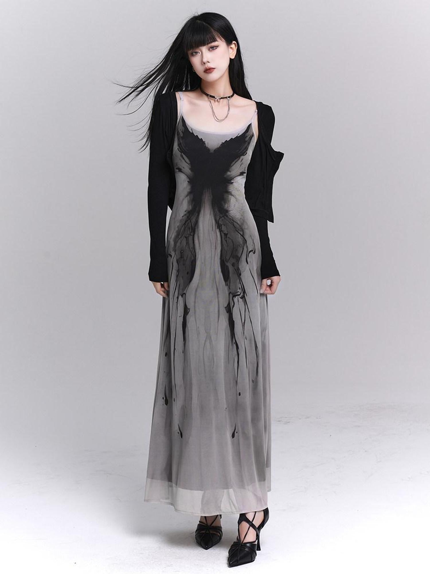 LADYGHOST Ethereal Gray Waist Cinched Bodycon Women&