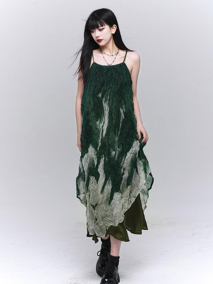 LADYGHOST Ethereal Green Ombre Spaghetti Strap Women&