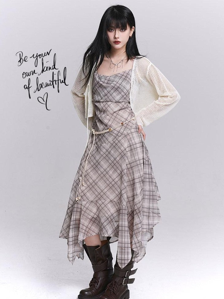 LADYGHOST Ethereal Purple Strappy Asymmetrical Hem Cinched Waist Women&