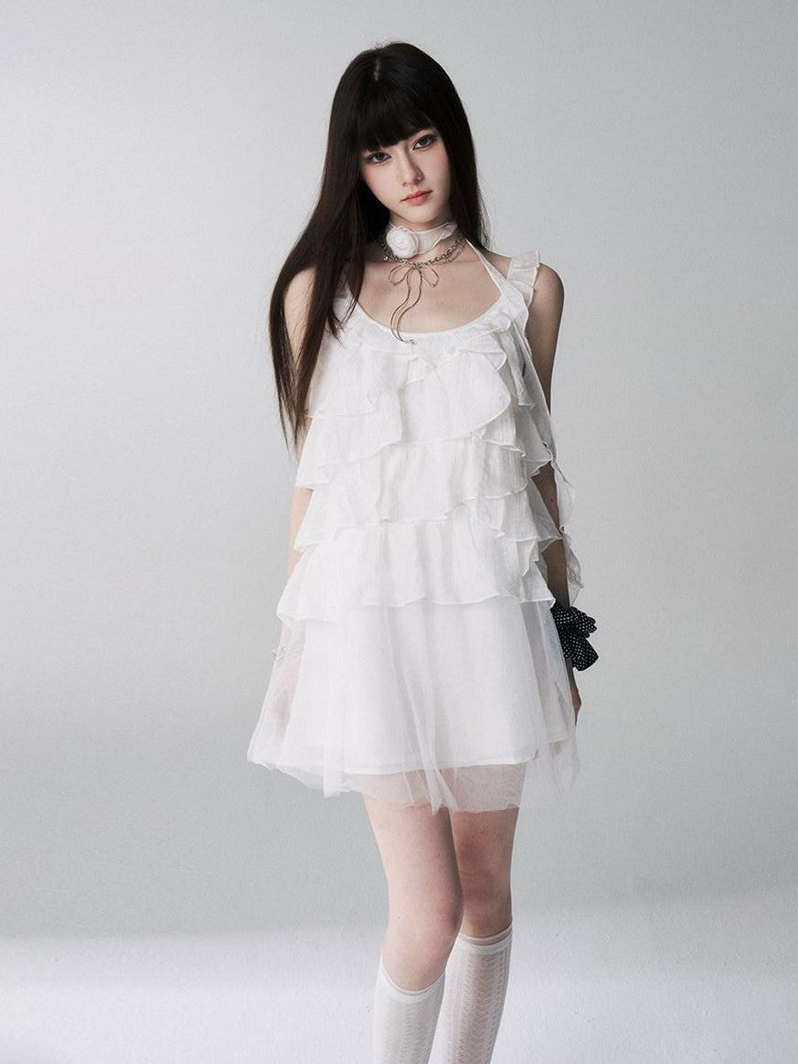 LADYGHOST Ethereal Short Layered Ruffle Women&