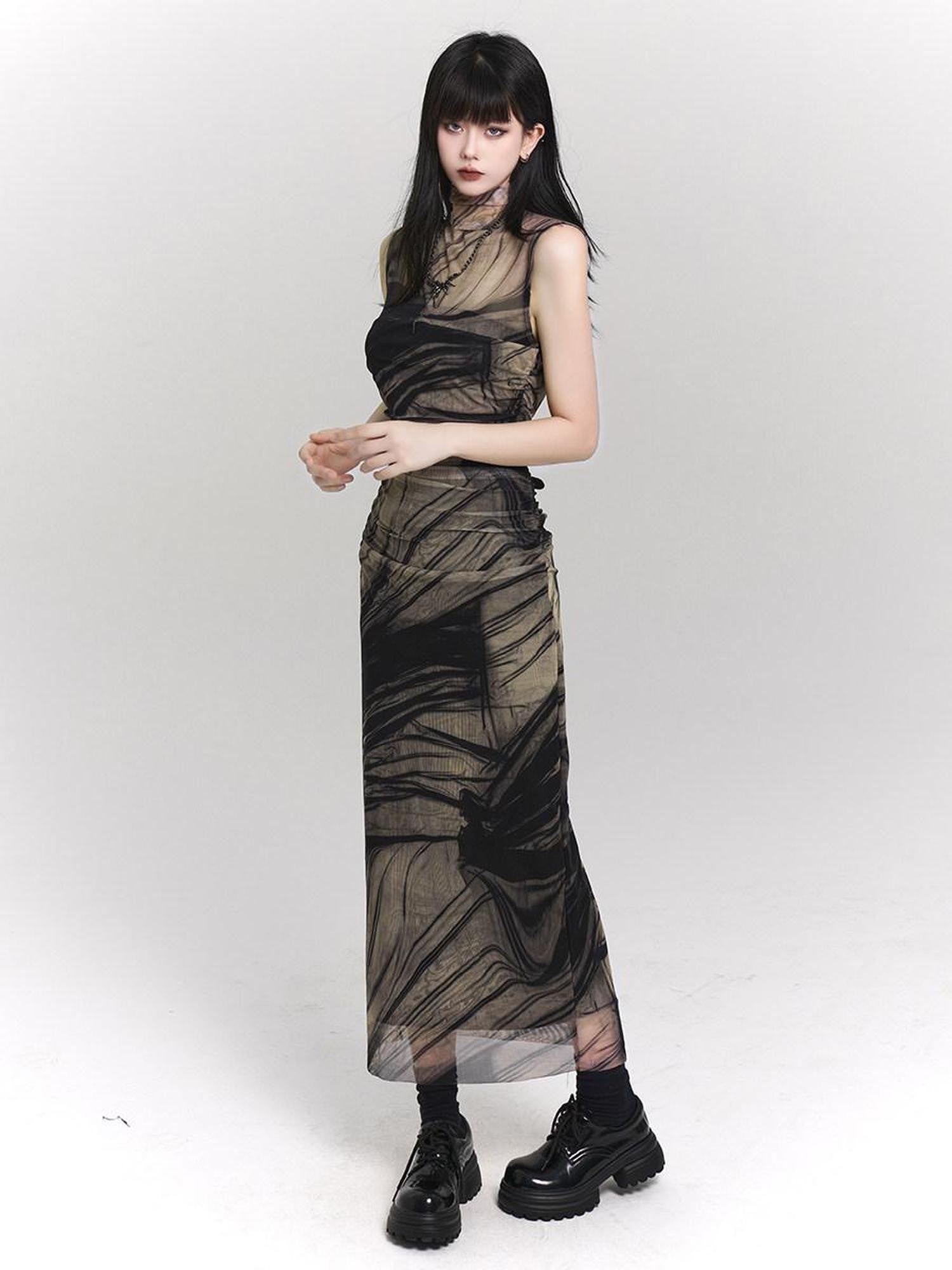 LADYGHOST Ethereal Sleeveless Cinched Waist Fitted Women&