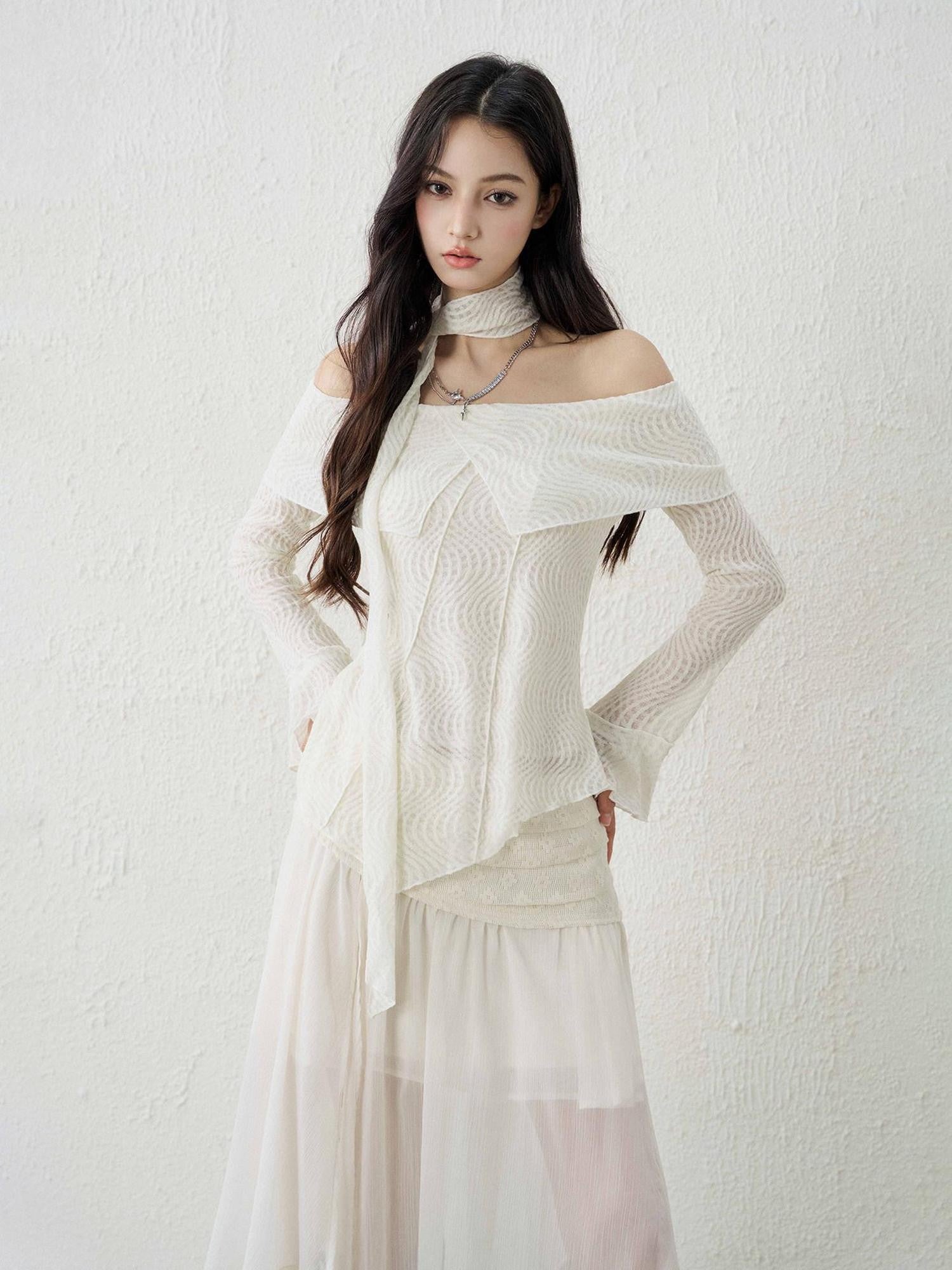 LADYGHOST Ethereal Textured Off Shoulder Women&