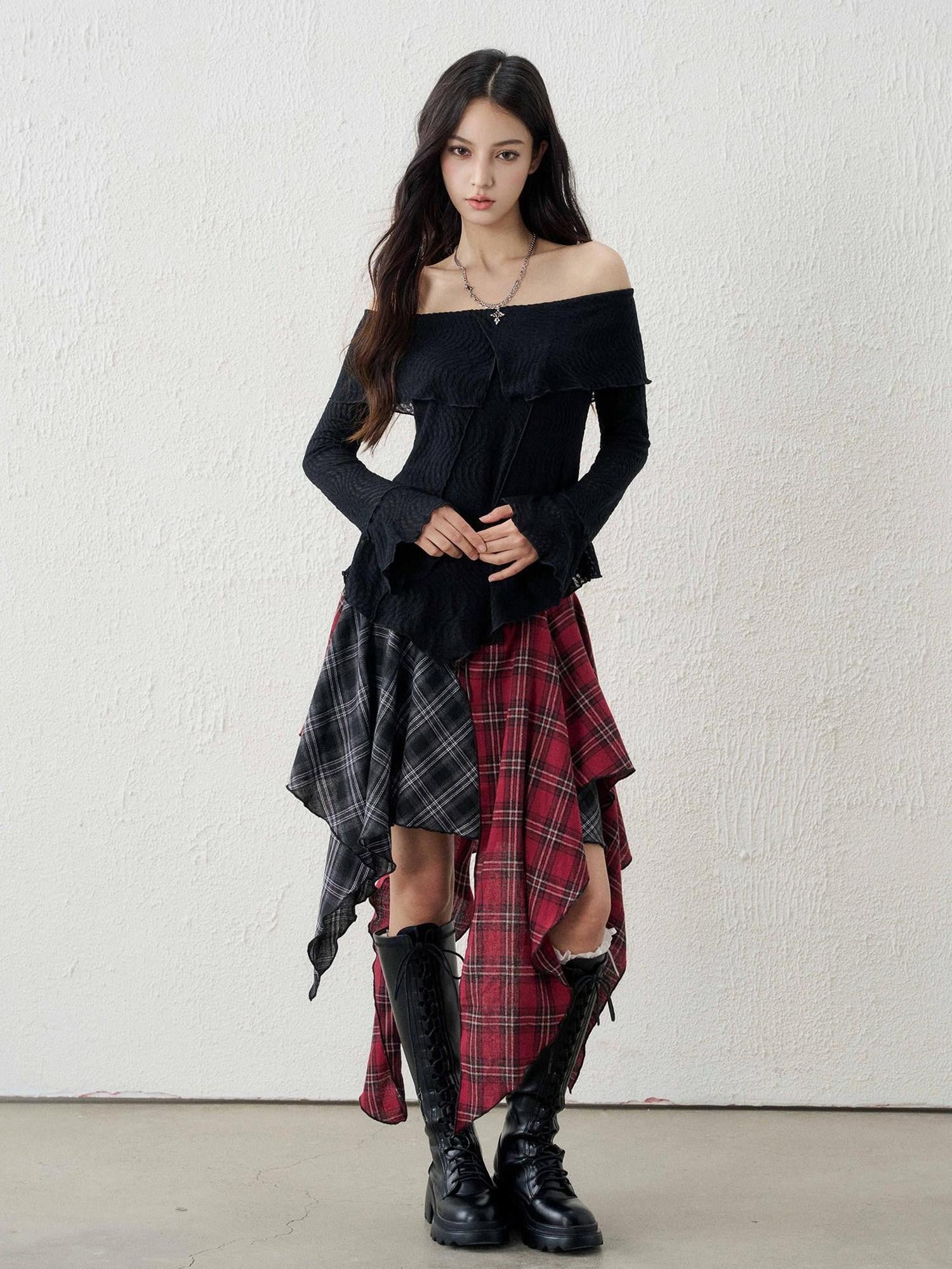 LADYGHOST Ethereal Textured Off Shoulder Women&