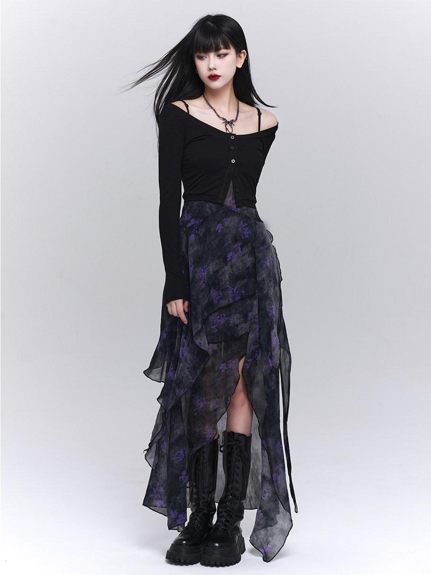 LADYGHOST Ethereal Unique Asymmetrical Hem Strappy Women&