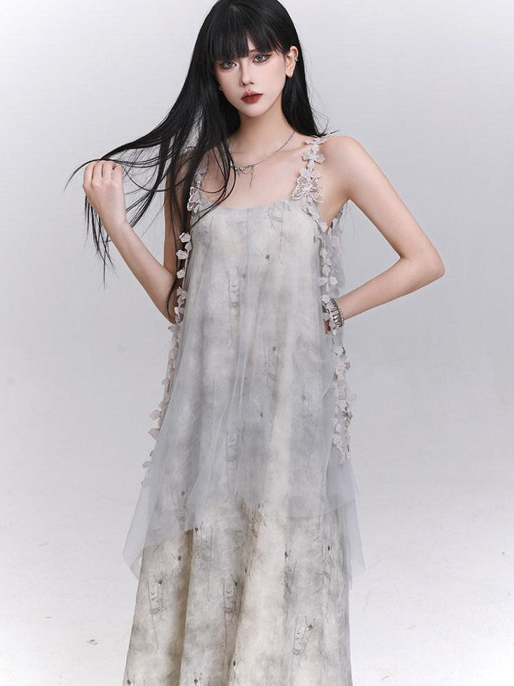 LADYGHOST Ethereal White Spaghetti Strap Loose Beach Women&