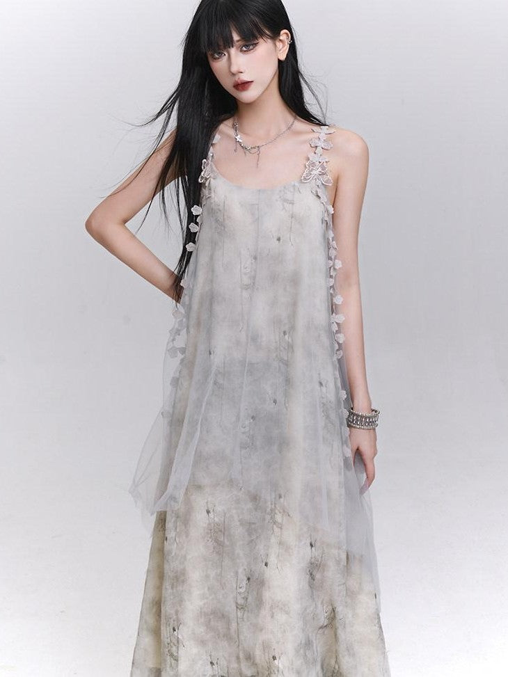 LADYGHOST Ethereal White Spaghetti Strap Loose Beach Women&