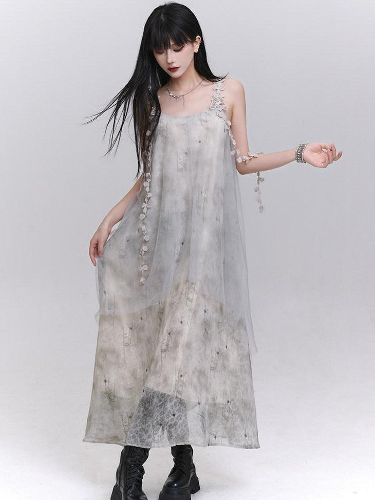 LADYGHOST Ethereal White Spaghetti Strap Loose Beach Women&