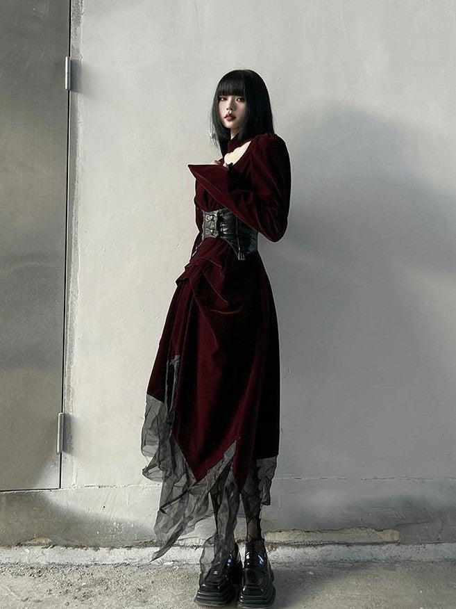 LADYGHOST Ghost Girl Asymmetrical Gothic Red Women&